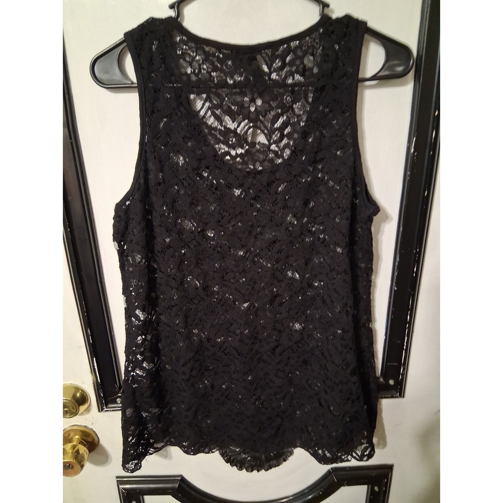 NWT Sheer‎ Black Lace Whimsigoth Goth Tank Top Blouse L